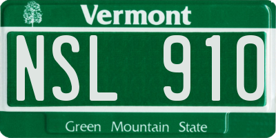 VT license plate NSL910