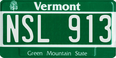 VT license plate NSL913