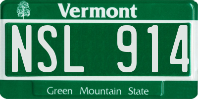 VT license plate NSL914