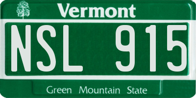 VT license plate NSL915