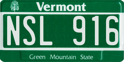 VT license plate NSL916