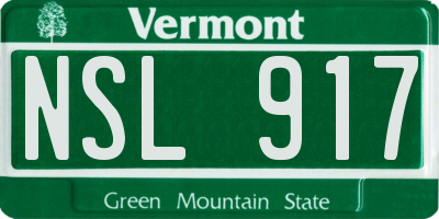 VT license plate NSL917