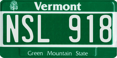 VT license plate NSL918