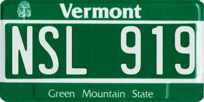 VT license plate NSL919
