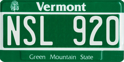 VT license plate NSL920