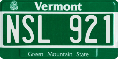 VT license plate NSL921