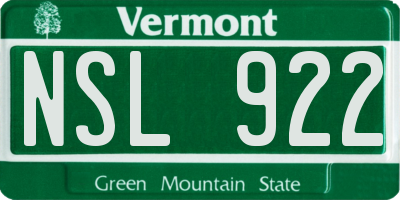 VT license plate NSL922