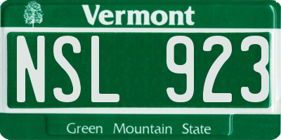 VT license plate NSL923