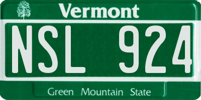VT license plate NSL924
