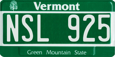 VT license plate NSL925