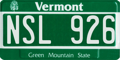 VT license plate NSL926