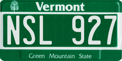 VT license plate NSL927