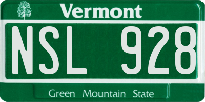 VT license plate NSL928