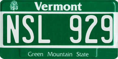 VT license plate NSL929