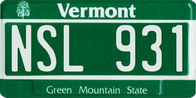 VT license plate NSL931