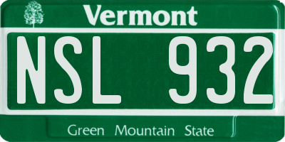 VT license plate NSL932