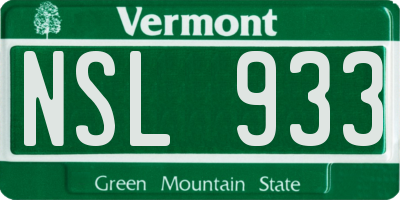 VT license plate NSL933