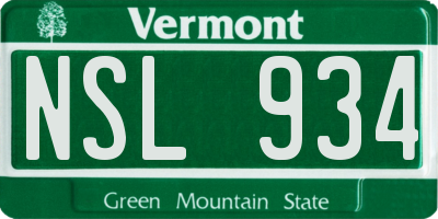 VT license plate NSL934