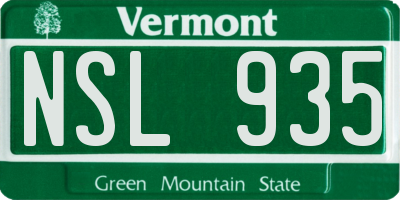VT license plate NSL935