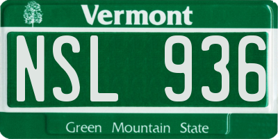 VT license plate NSL936