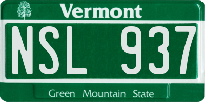 VT license plate NSL937