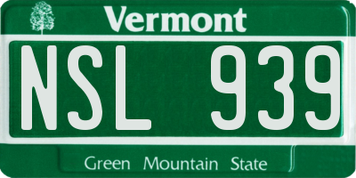 VT license plate NSL939