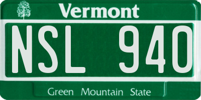 VT license plate NSL940