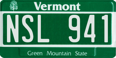 VT license plate NSL941
