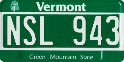 VT license plate NSL943