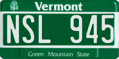 VT license plate NSL945
