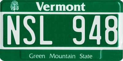 VT license plate NSL948