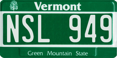 VT license plate NSL949
