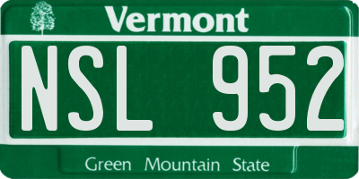 VT license plate NSL952