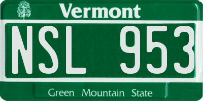 VT license plate NSL953