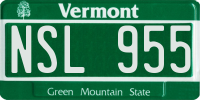 VT license plate NSL955