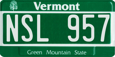 VT license plate NSL957
