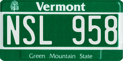 VT license plate NSL958