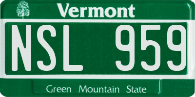 VT license plate NSL959