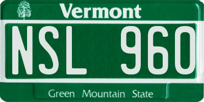 VT license plate NSL960