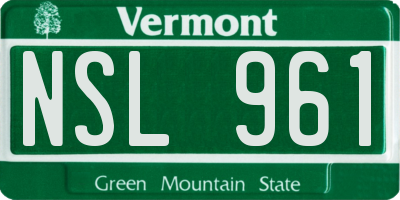 VT license plate NSL961