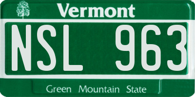 VT license plate NSL963