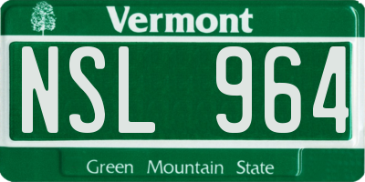 VT license plate NSL964