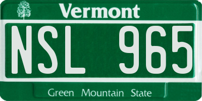 VT license plate NSL965