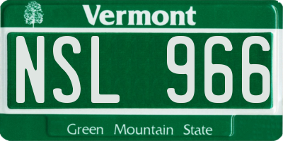 VT license plate NSL966