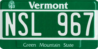 VT license plate NSL967