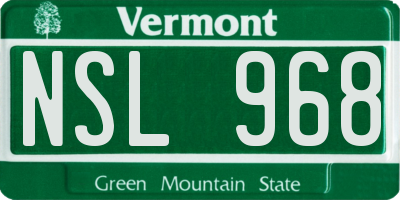 VT license plate NSL968