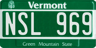 VT license plate NSL969