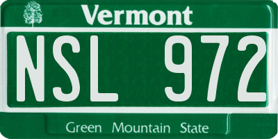 VT license plate NSL972