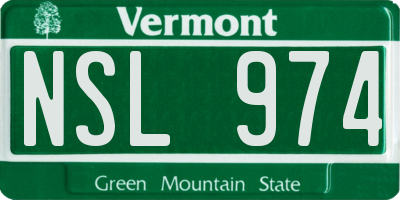 VT license plate NSL974