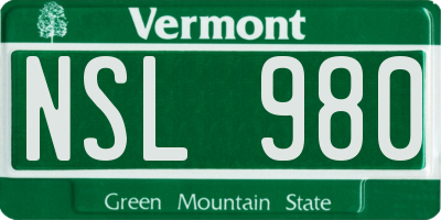 VT license plate NSL980